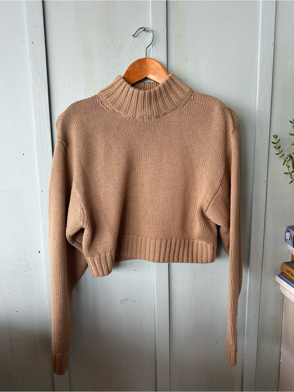 Aritzia Wilfred Free 100% Merino Wool Turtleneck Cropped Sweater Oversized Loose - Picture 3 of 9